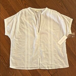 Treasure & Bond White Dolman Sleeve Mandarin Collar Top
